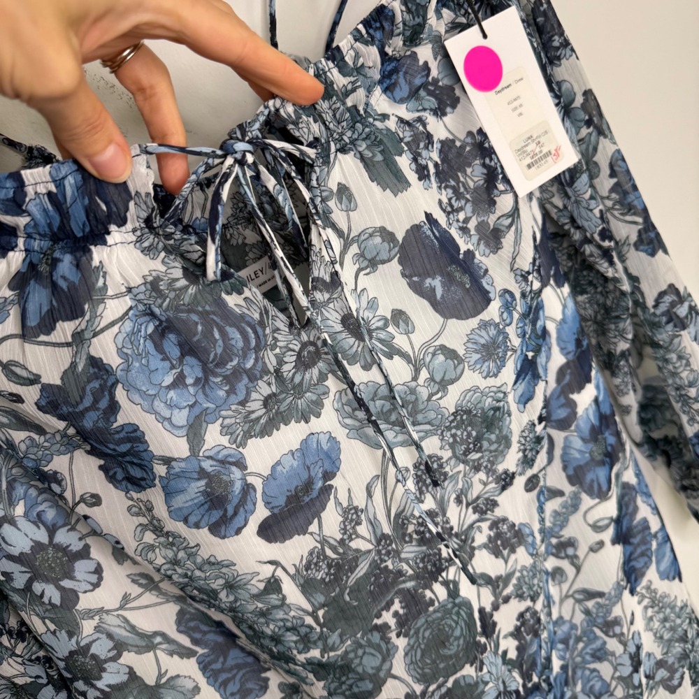 H22 Bailey 44 Luna Daydream Blue Floral Cold Shoulder Mini Dress XS New $228 - Picture 5 of 7